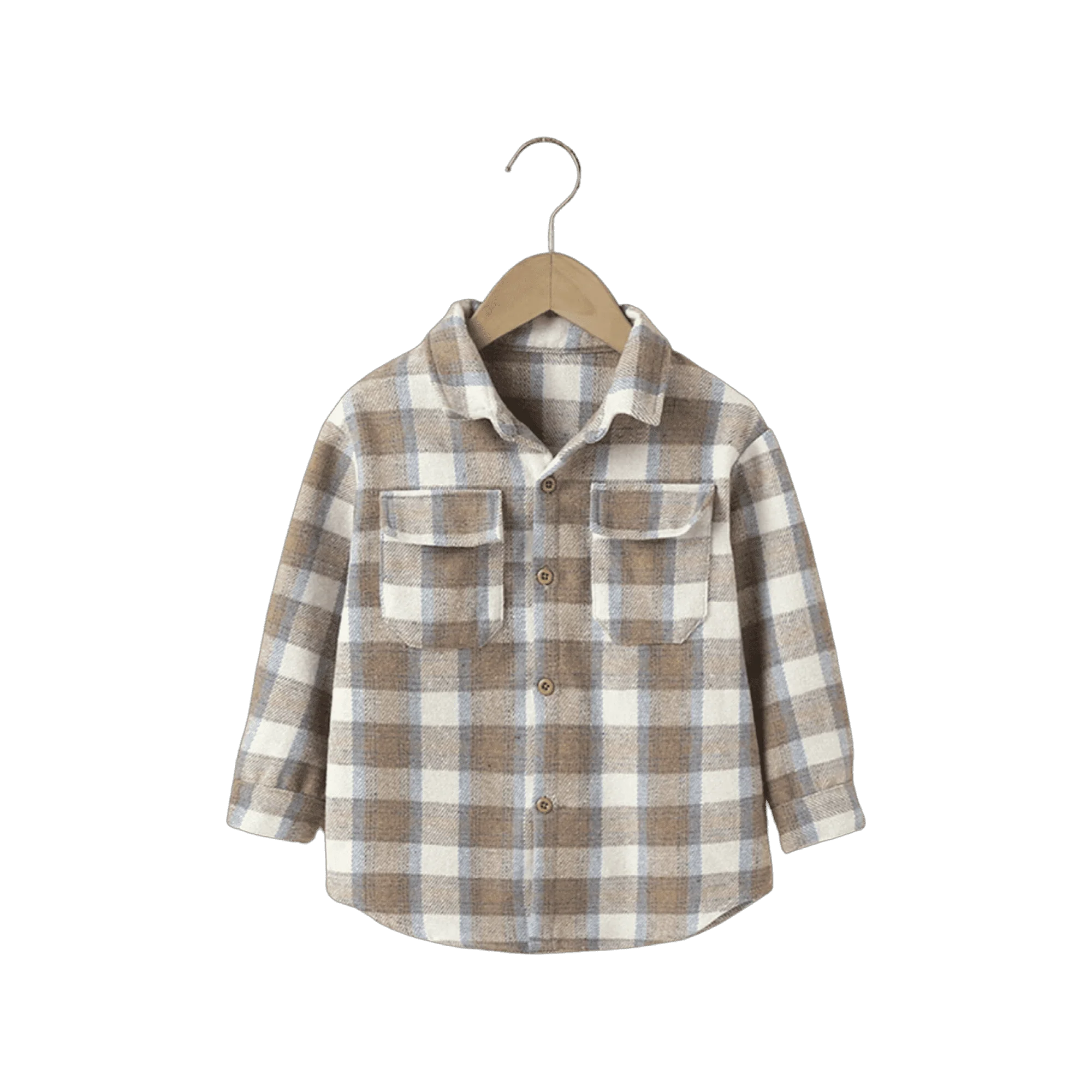 Boys Brushed Cotton Check Shirt Jacket - Natural