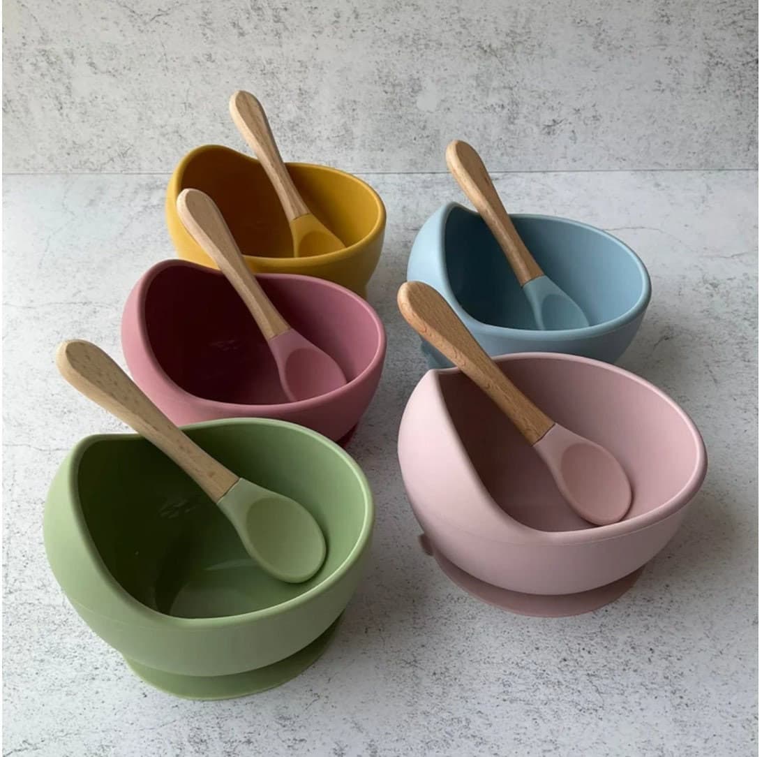 Personalized Silicone baby bowl and spoon set