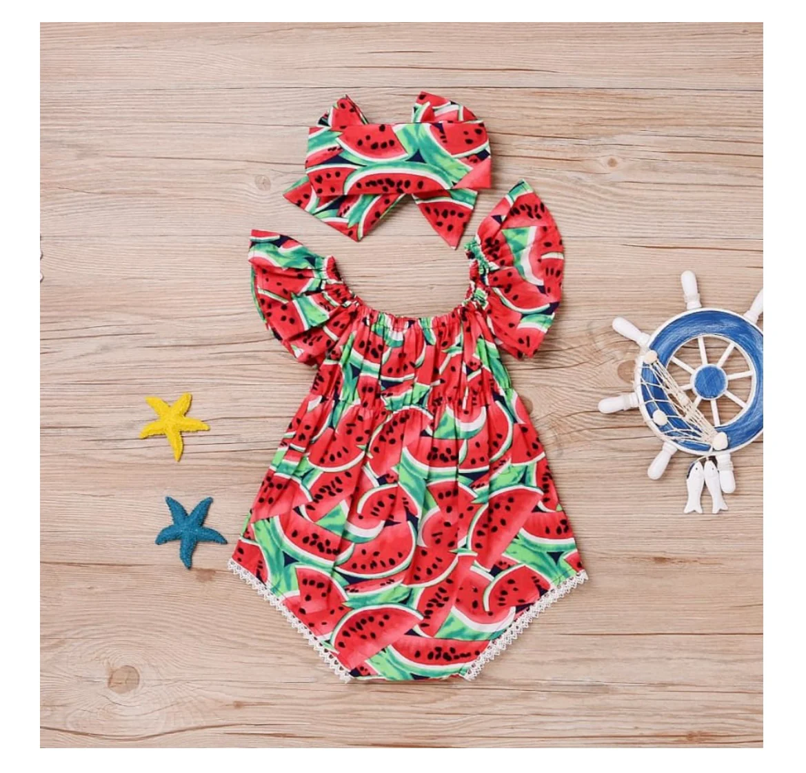 Watermelon Romper with Headband