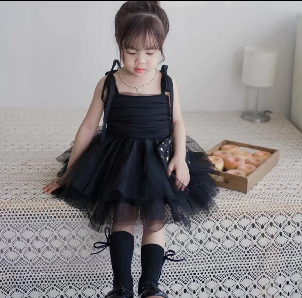 Tulle Layer Dress with Glitter Bow- Dusty Pink