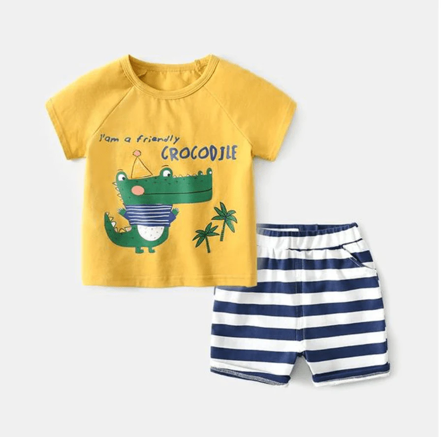 Crocodile - Boys Cotton Printed T-Shirt & Shorts Set