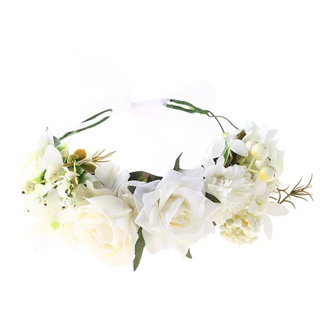 Floral Garland - Flower Girl Hair Accessories, Mixed White Flowers