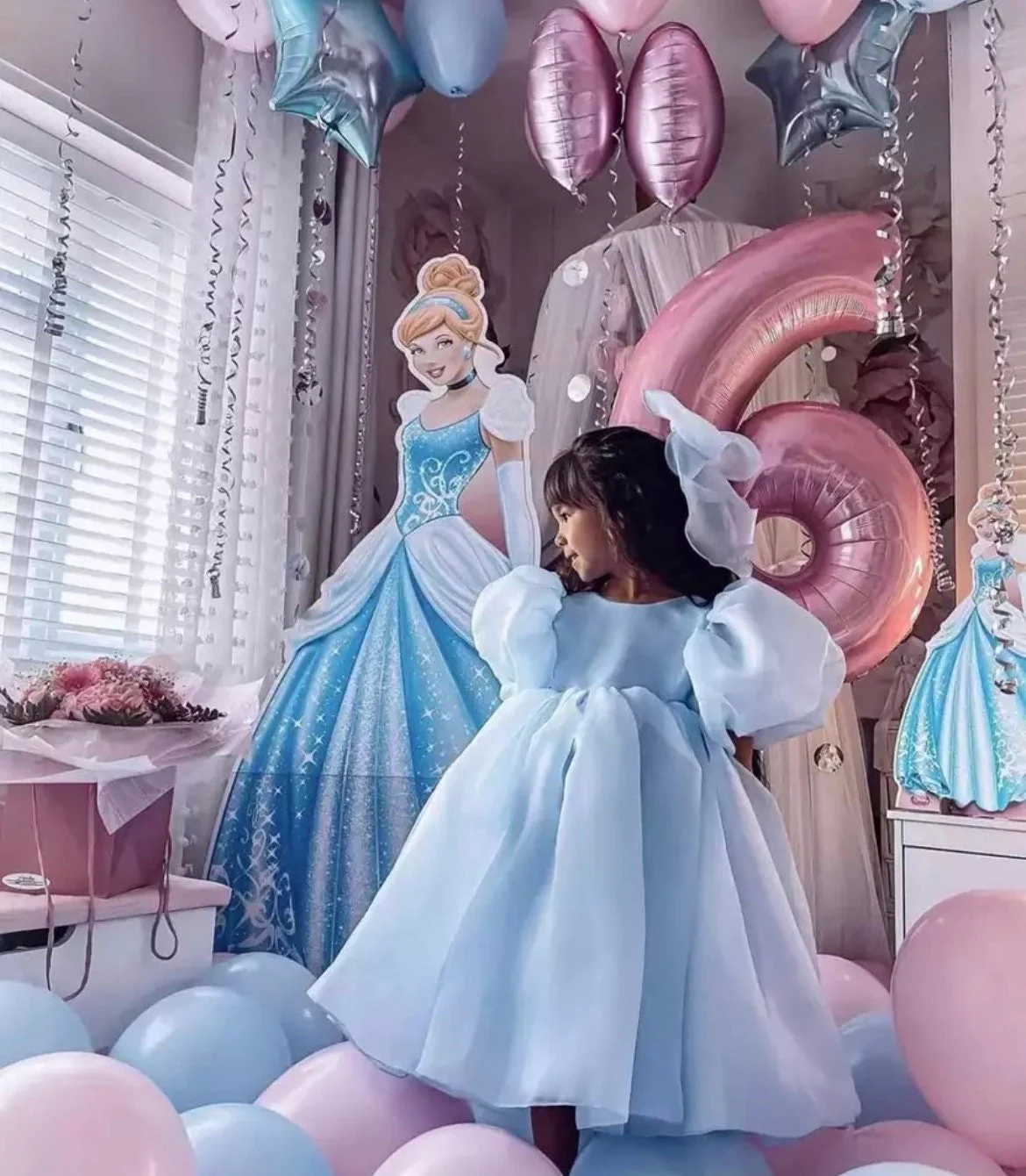 Girls Princess Dress with Puff Sleeves Dress, 1T -10Y