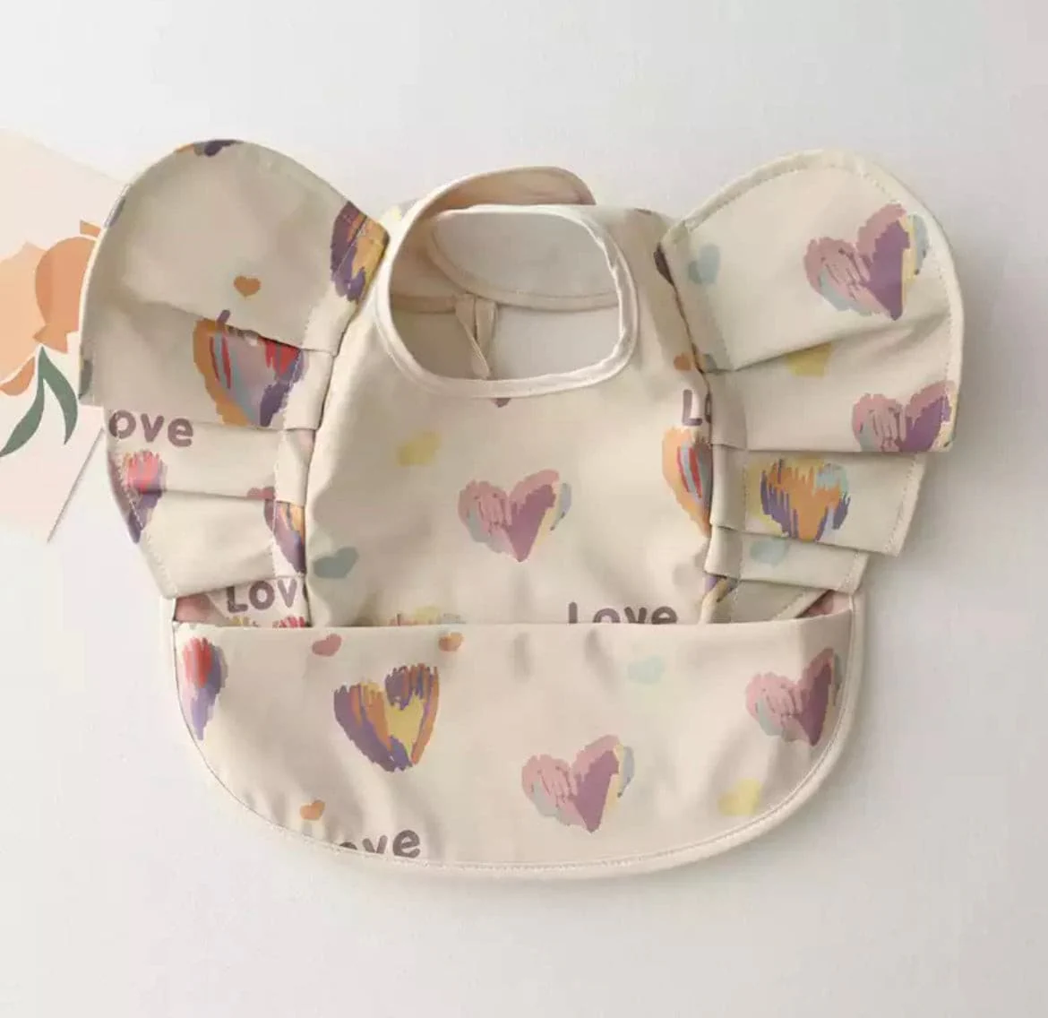 Waterproof Baby Bib - Rainbow Hearts