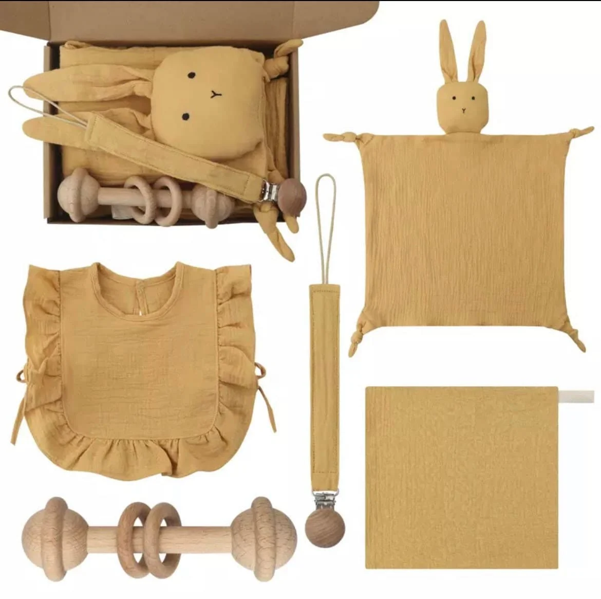 Unisex Baby Muslin Gift Set | Baby Muslin Cotton Bib  | Baby Shower Present | Dummy Gift Set | Dummy Clip Gift Set  | Baby Hamper