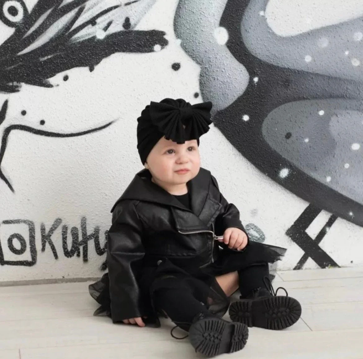 Black Rocker Tutu Dress with Leather Jacket in size 9 months to 5 years