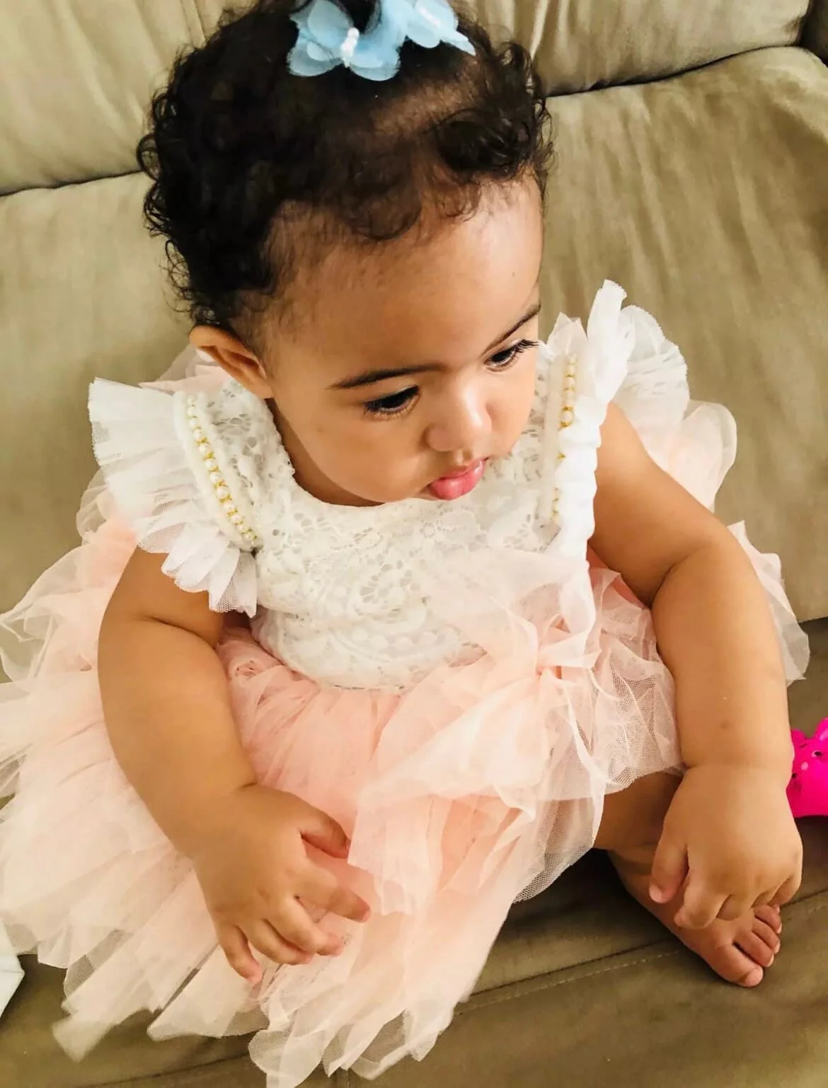 Davina - Princess Lace & Tulle Dress with Floral Sash