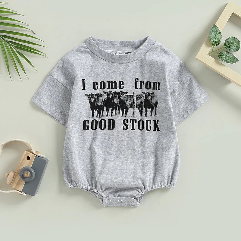 I Come From Good Stock - Trendy Oversize Cowboy Tee Romper Suit