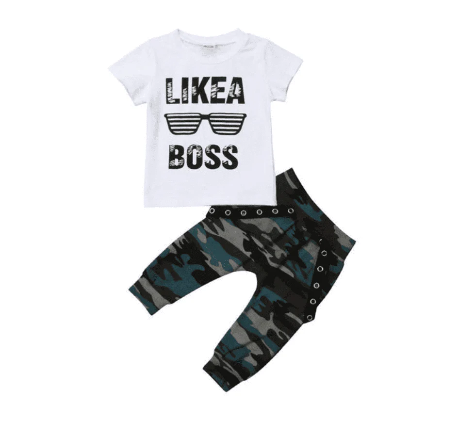 Like a Boss  - Newborn to 3T - Boys Cotton Printed T-Shirt & Pants Set