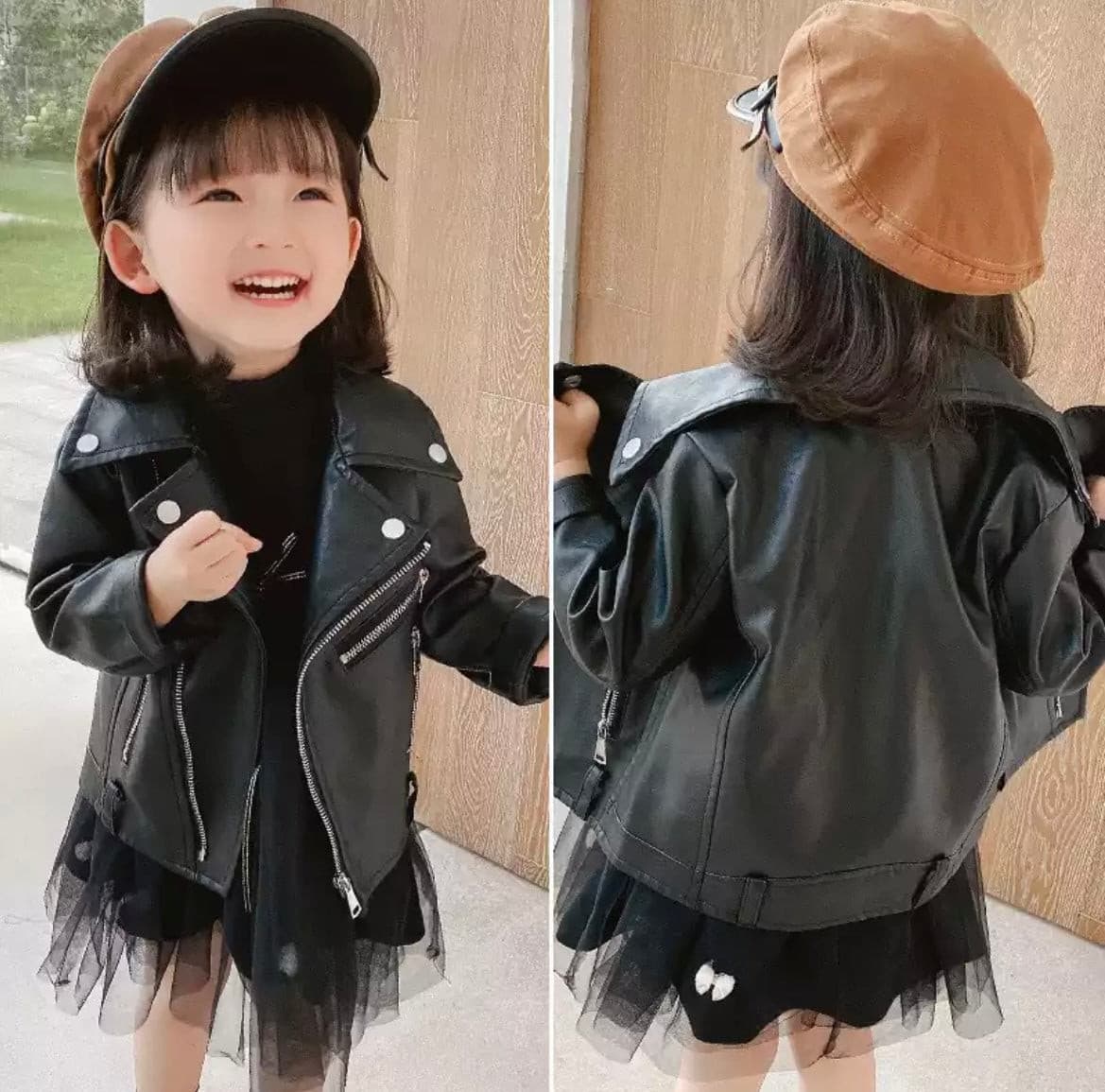 Girls Leather Jacket, Black Jacket for Baby and Toddlers