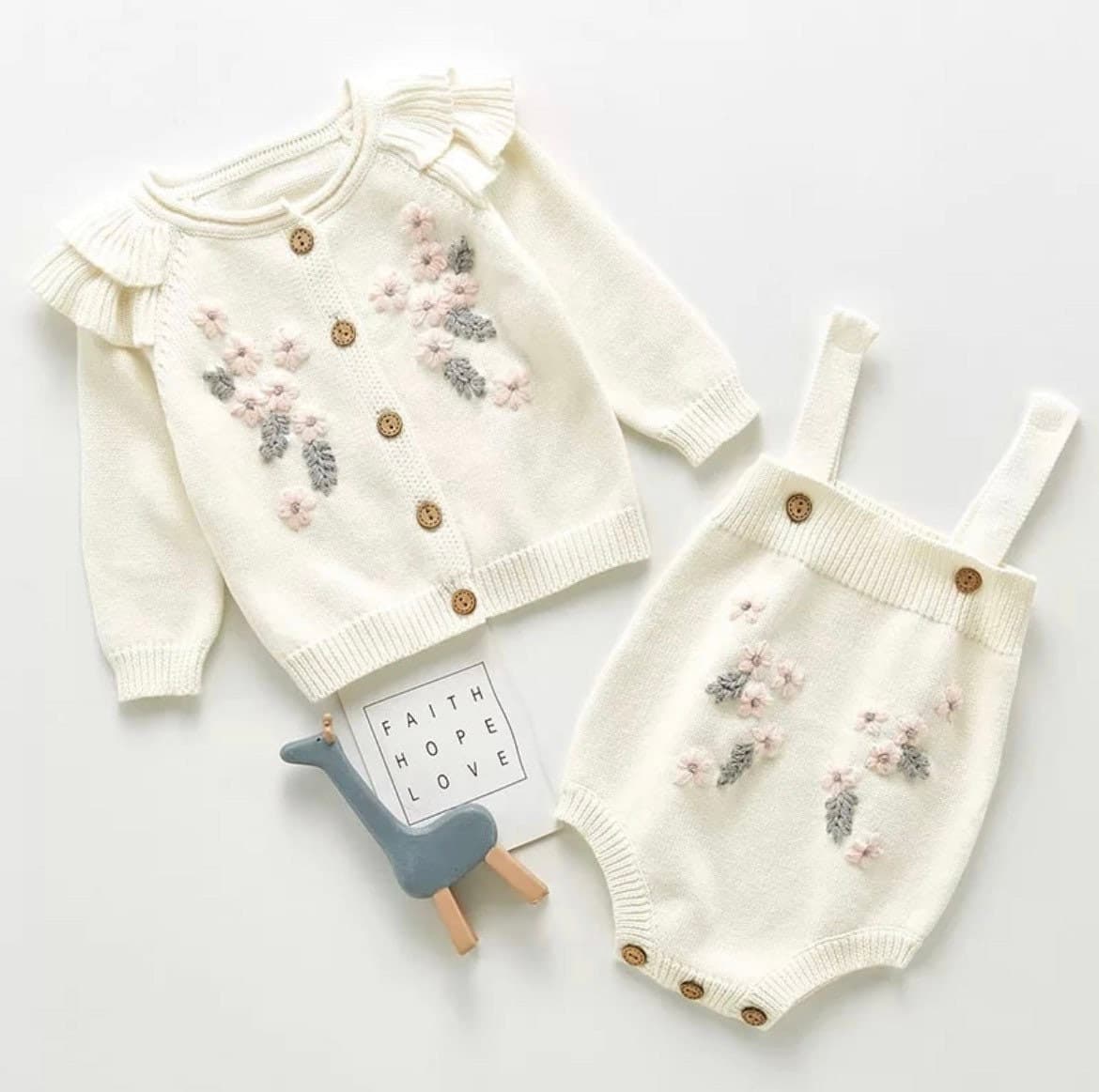 Emmaline Baby Girls Embroidered Cardigan Romper