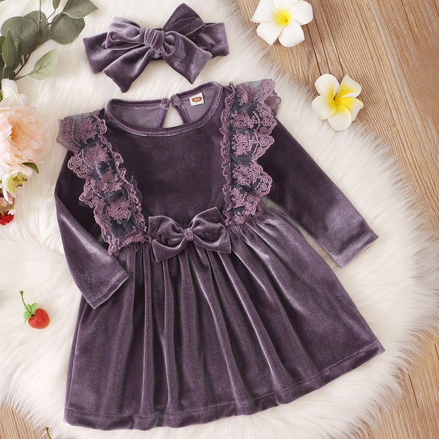 Velvetine - Winter Girls Velvet Dress Set