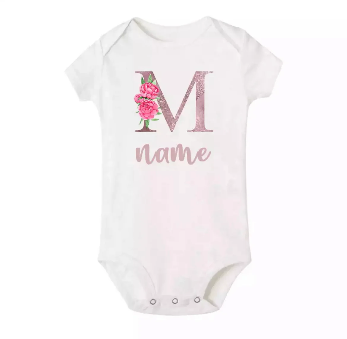 Personalised Baby Onesie - Pretty Pink LETTER + NAME