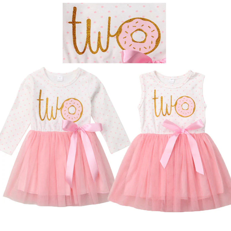 Baby Girl Donut Print Third Birthday Tutu Dress Outfit