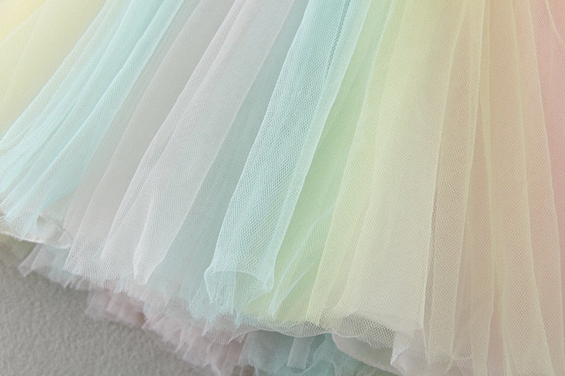 Connie - Rainbow Tutu & Embellished Lace  Party Dresses for Baby Girl