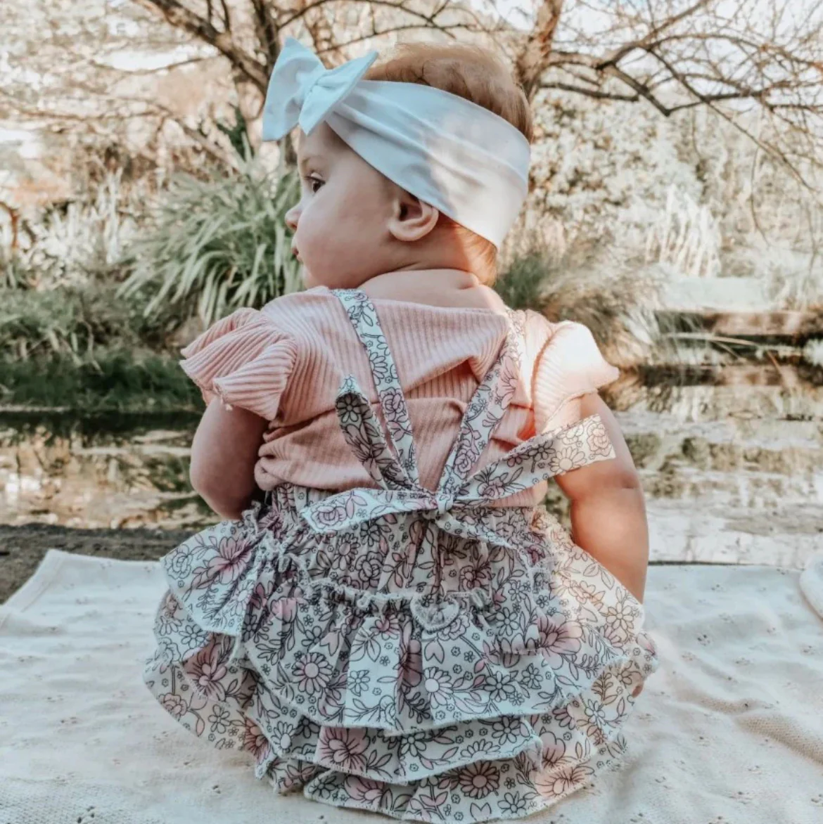 Pastel Floral Ruffles Romper Set