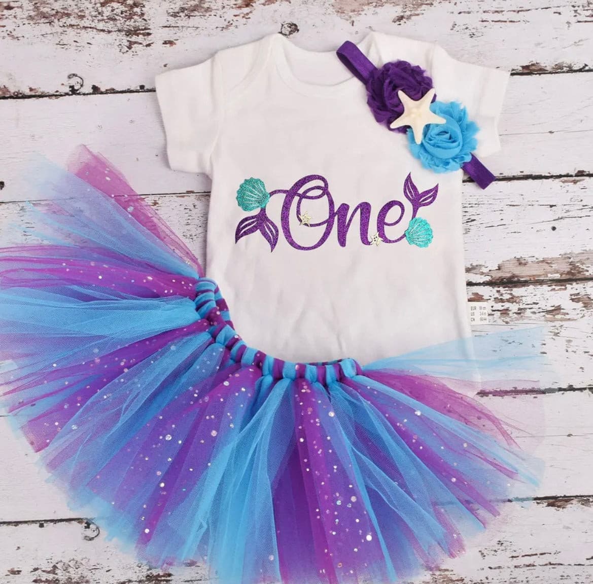 Mermaid First Birthday Tutu One Romper
