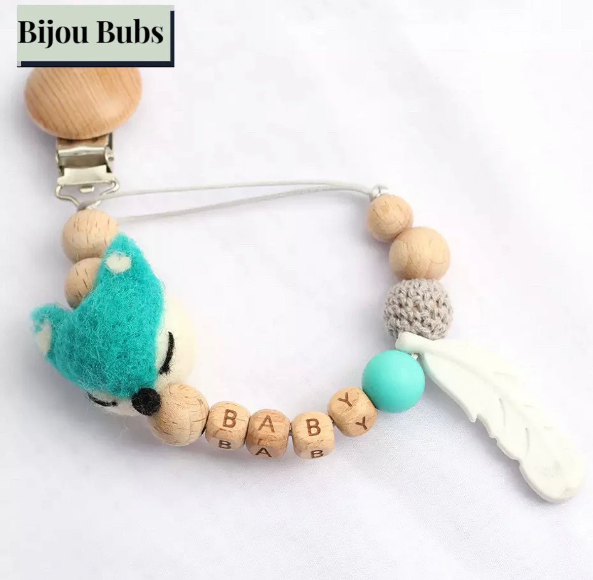 Felt Fox - Personalised Baby Dummy Clip