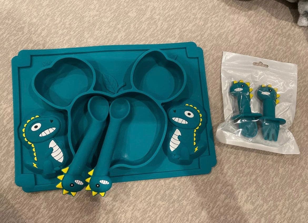 Silicone Feeding, Baby Silicone Feeding Set, Baby Bowl/Spoon and Fork Set/ Toddler Feeding Set/ BPA Free, Eco Friendly, Baby weaning cutlery