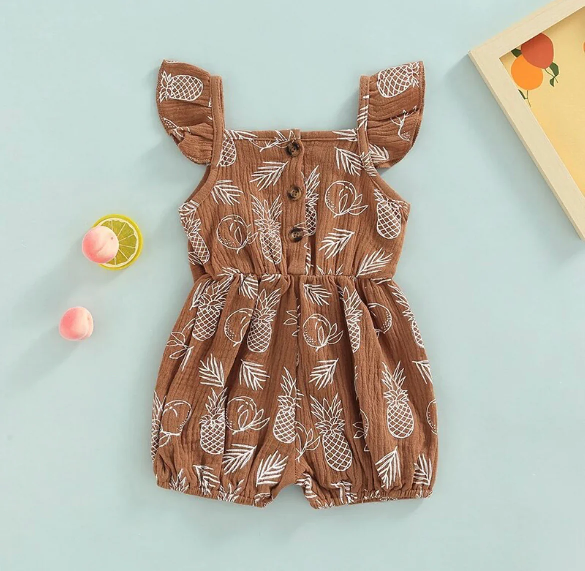 Veronica - Cotton Muslin Pineapple Romper