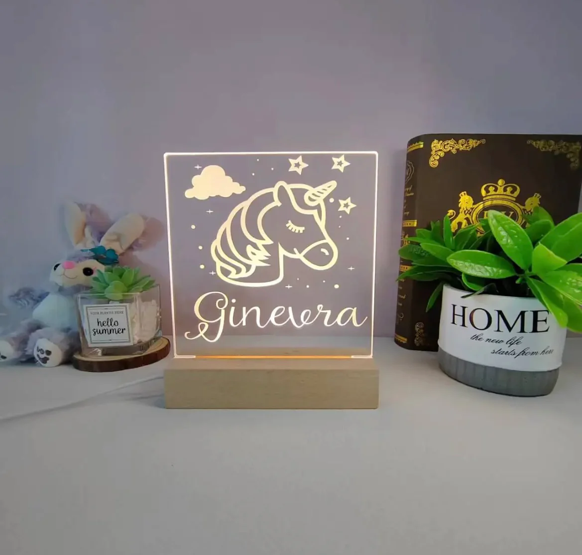 Girls Personalised Night Light - Girl Nursery Name Light