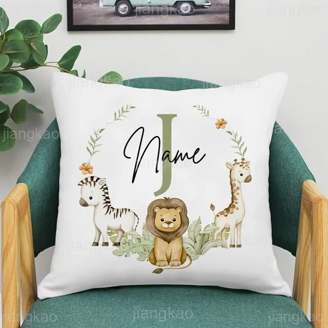 Personalized Baby Name Pillow - Animal with Name Pillow Case , Nursery Decor