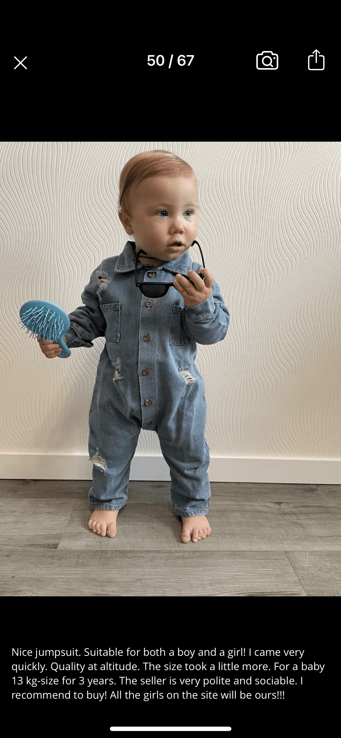 Distressed Denim Long Sleeve Romper