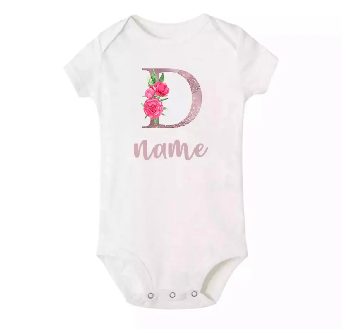 Personalised Baby Onesie - Pretty Pink LETTER + NAME