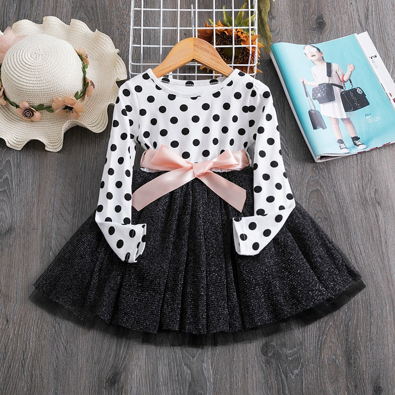 Kids Princess Dress Polka Dots | Long Sleeve Dress Tulle Girls - Dot Long Sleeve