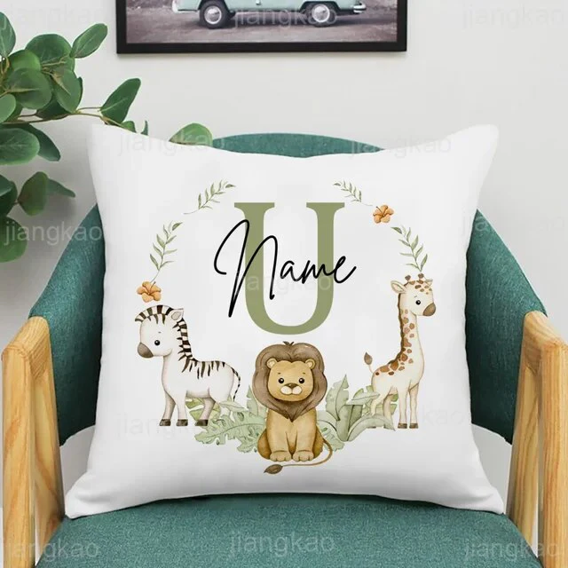 Personalized Baby Name Pillow - Animal with Name Pillow Case , Nursery Decor