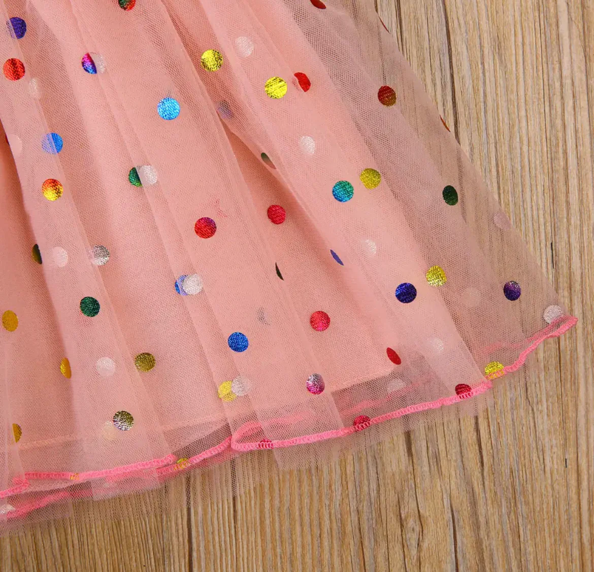 Girls Confetti Dress - Baby Pink