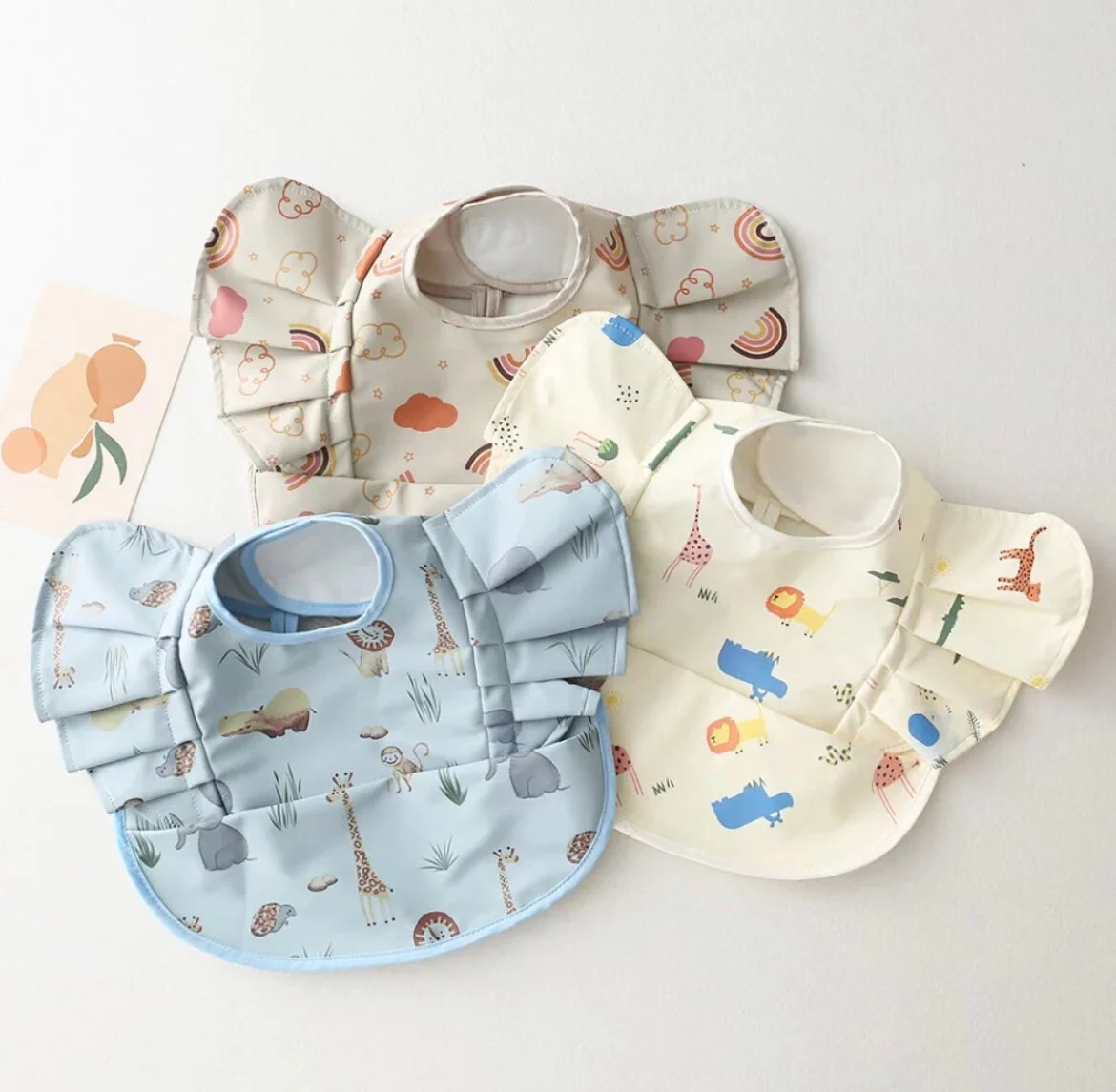 Waterproof Spill Baby Bib with Frills