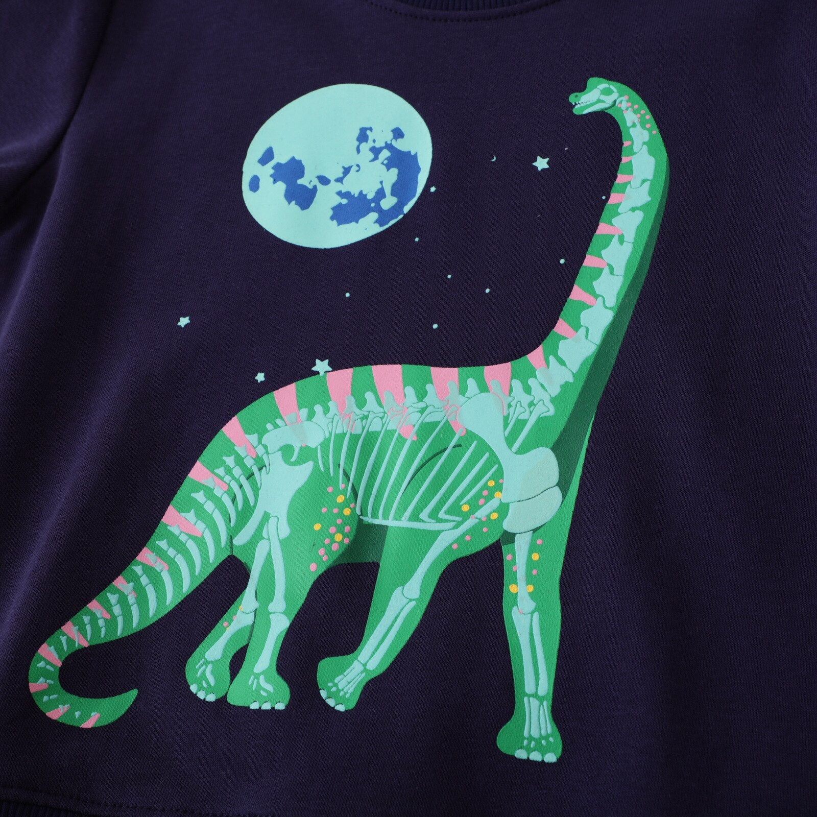 Dino Lit - Glow In The Dark Dinosaur Crew Neck Sweater- Boys Dinosaur Jumper