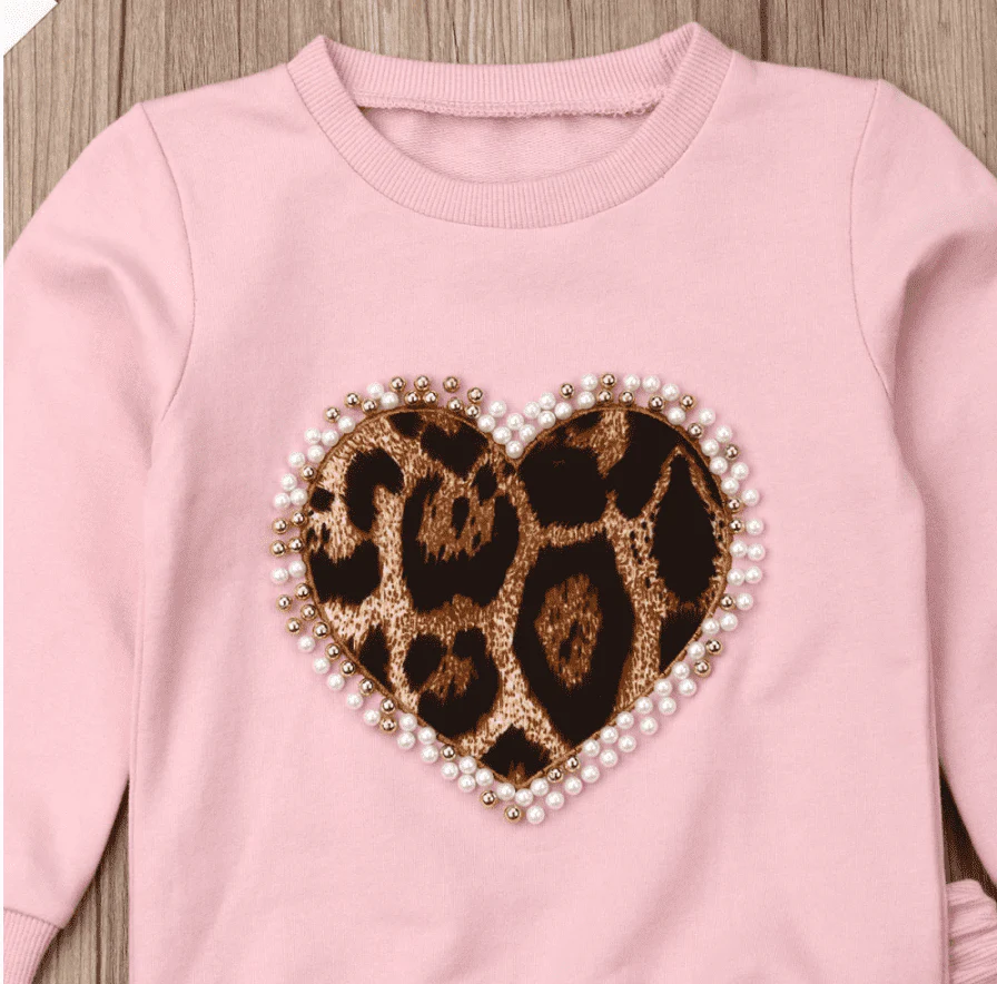 Girls Pink with Heart Trackpants Set - Newborn to 3T - Cotton
