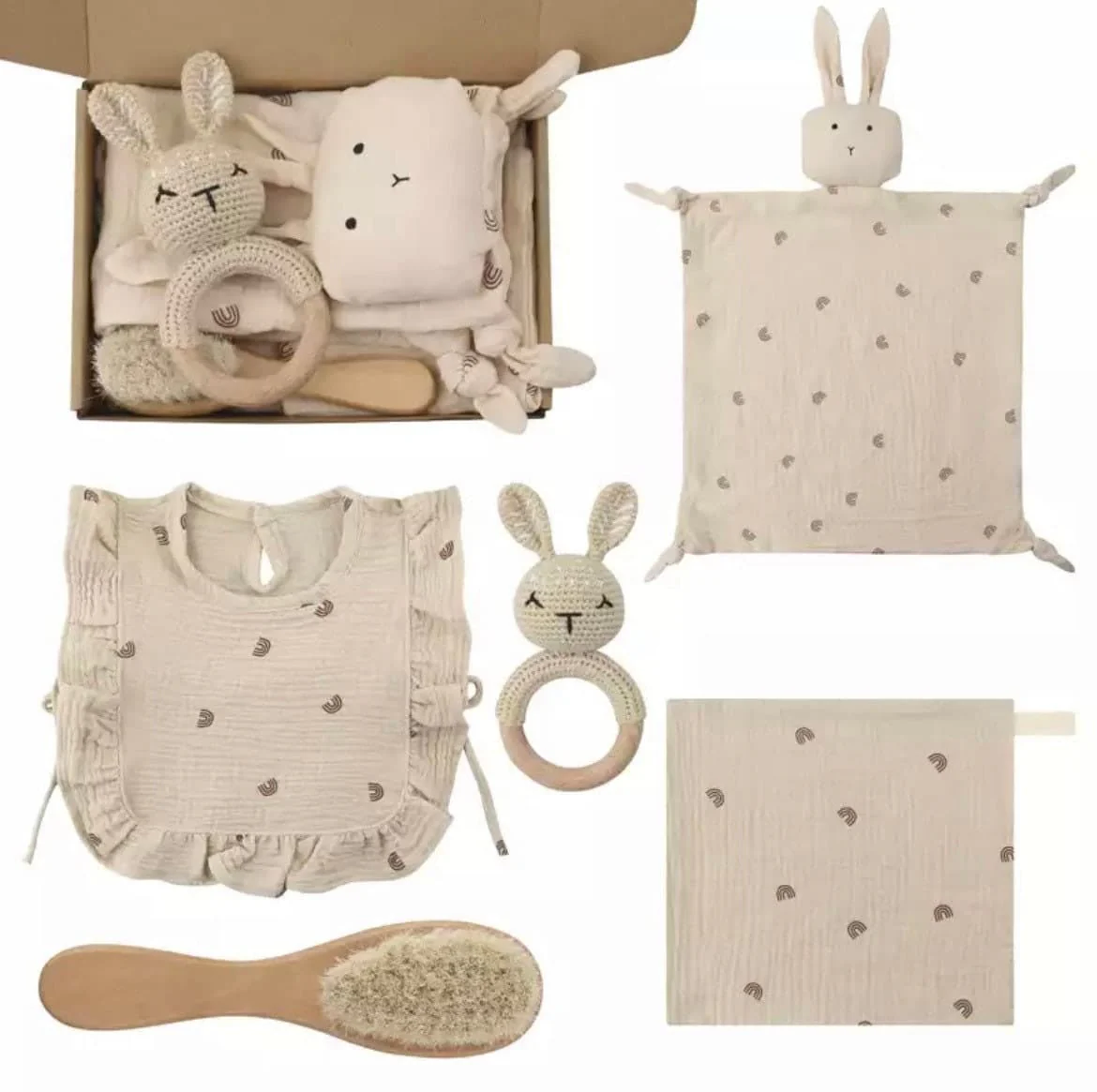 Unisex Baby Muslin Gift Set | Baby Muslin Cotton Bib  | Baby Shower Present | Dummy Gift Set | Dummy Clip Gift Set  | Baby Hamper
