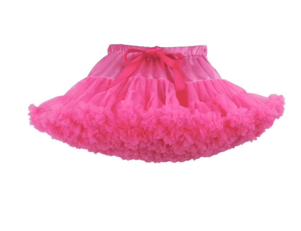 Hot Pink Fluffy Layered Tutu Skirt - Girls Ballerina Pettiskirt
