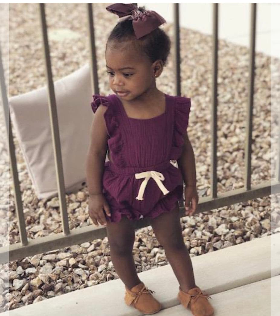 Lilly- Cotton Muslin Romper , Lilac