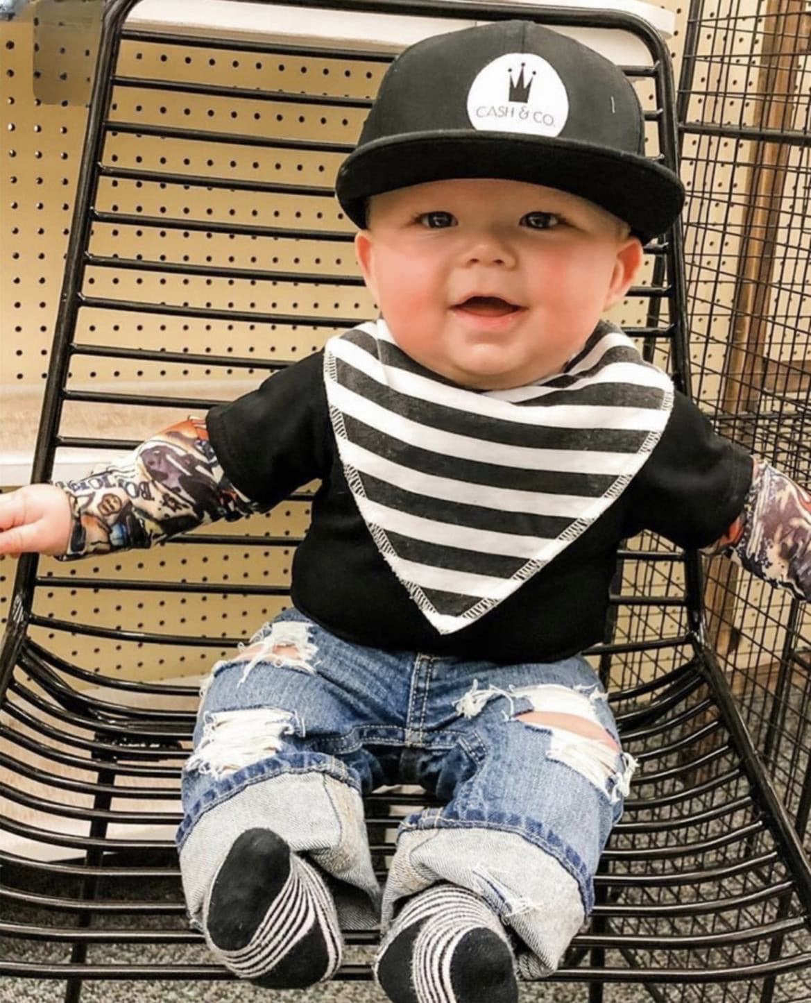 Bodysuit Baby Tattoo - Boys Tattoo Romper - Black or Grey