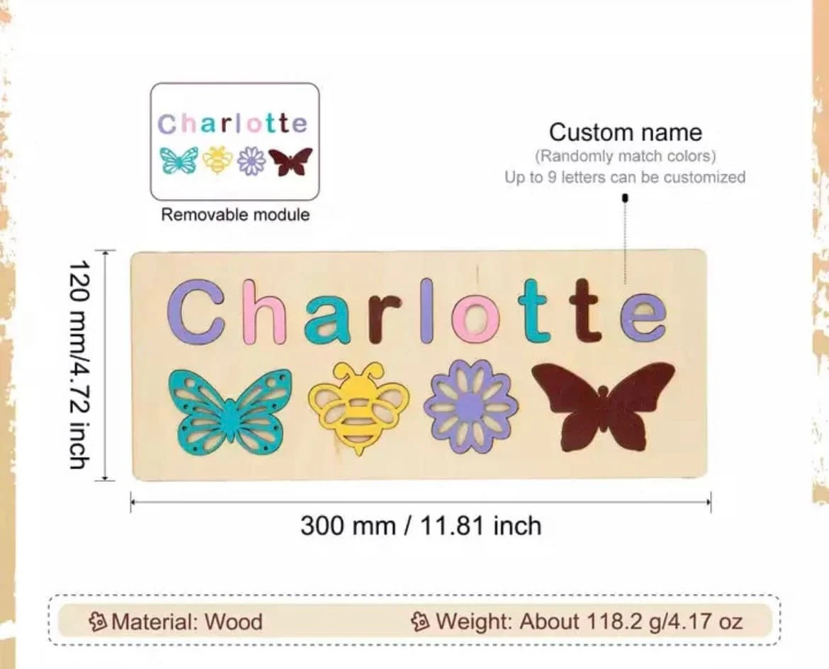 Wooden Name Puzzle Toy  - personalised Montessori gift