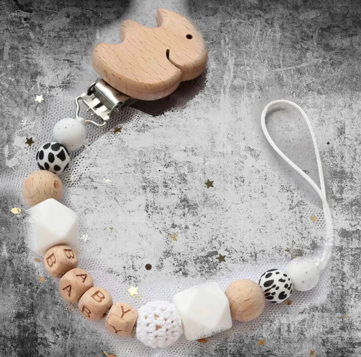 Personalised Baby Dummy Clip, BPA Free Silicone