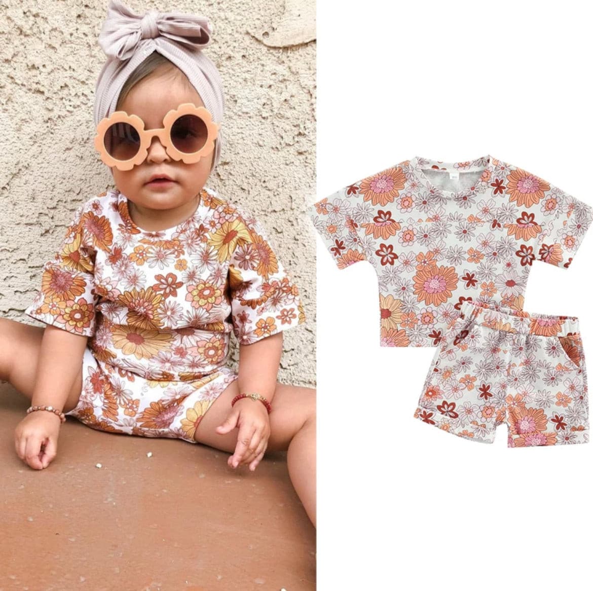 Nina - Floral Lounge Tee & Shorts Set