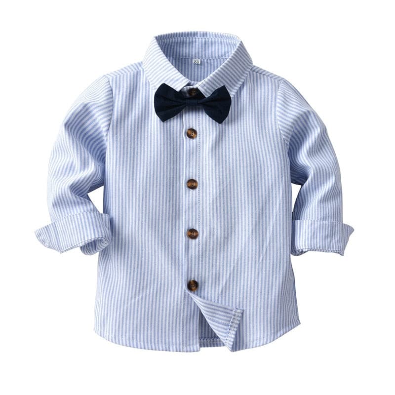 Camden - Toddler Boys Set With Hat Striped Shirt + Tie + Pants + Belt 5 Pcs Baby Kids, Colour - Blue