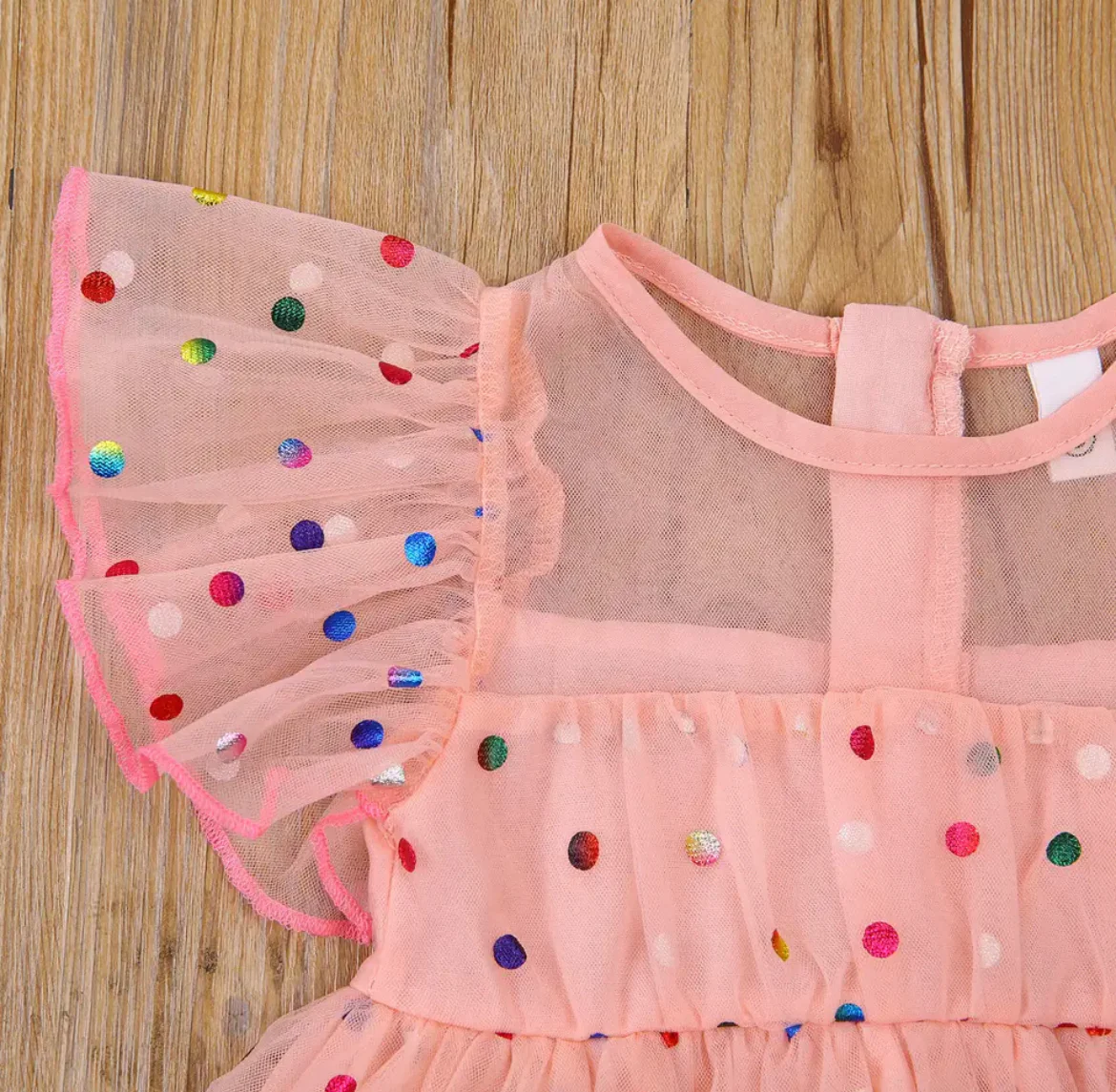 Girls Confetti Dress - Baby Pink