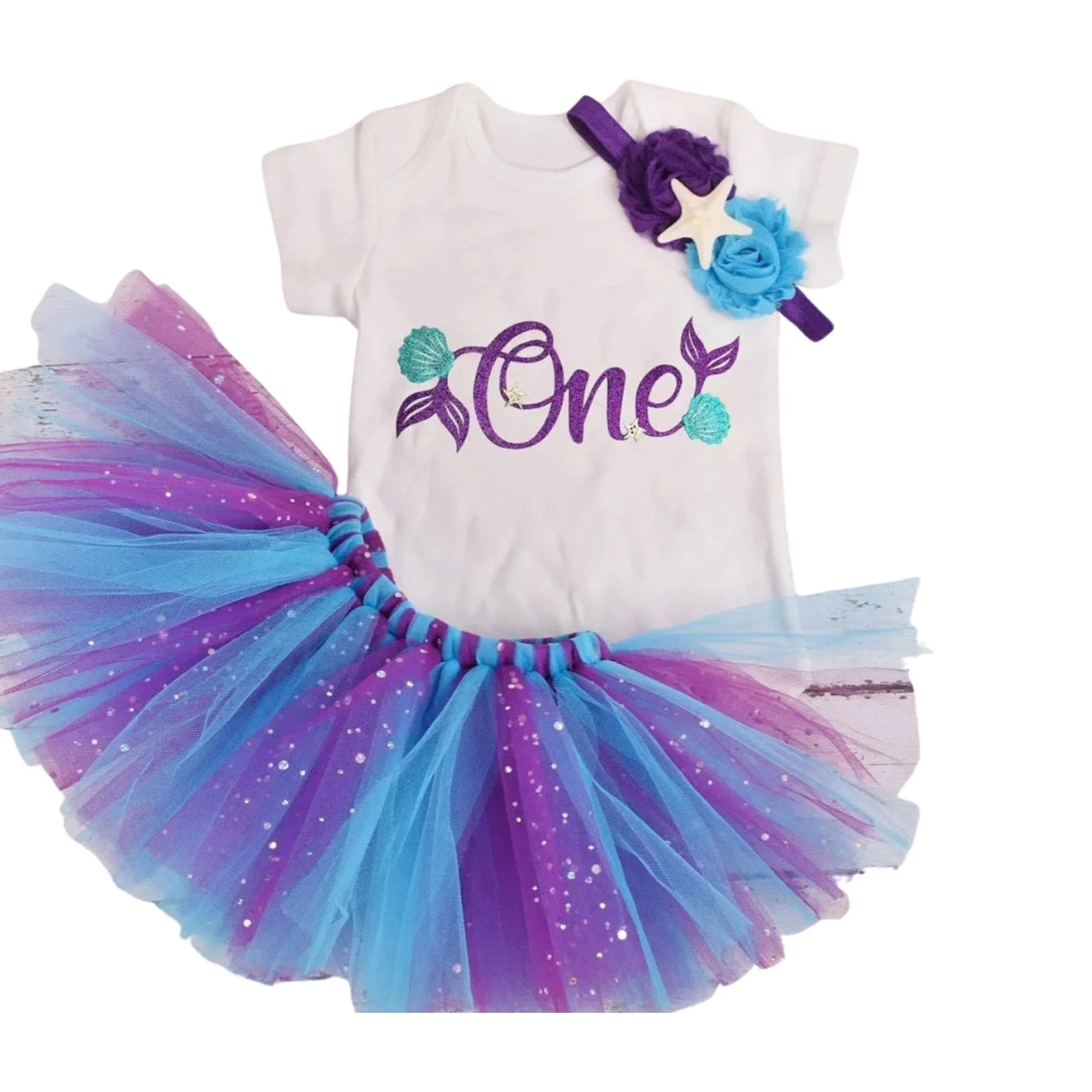 Mermaid First Birthday Tutu One Romper
