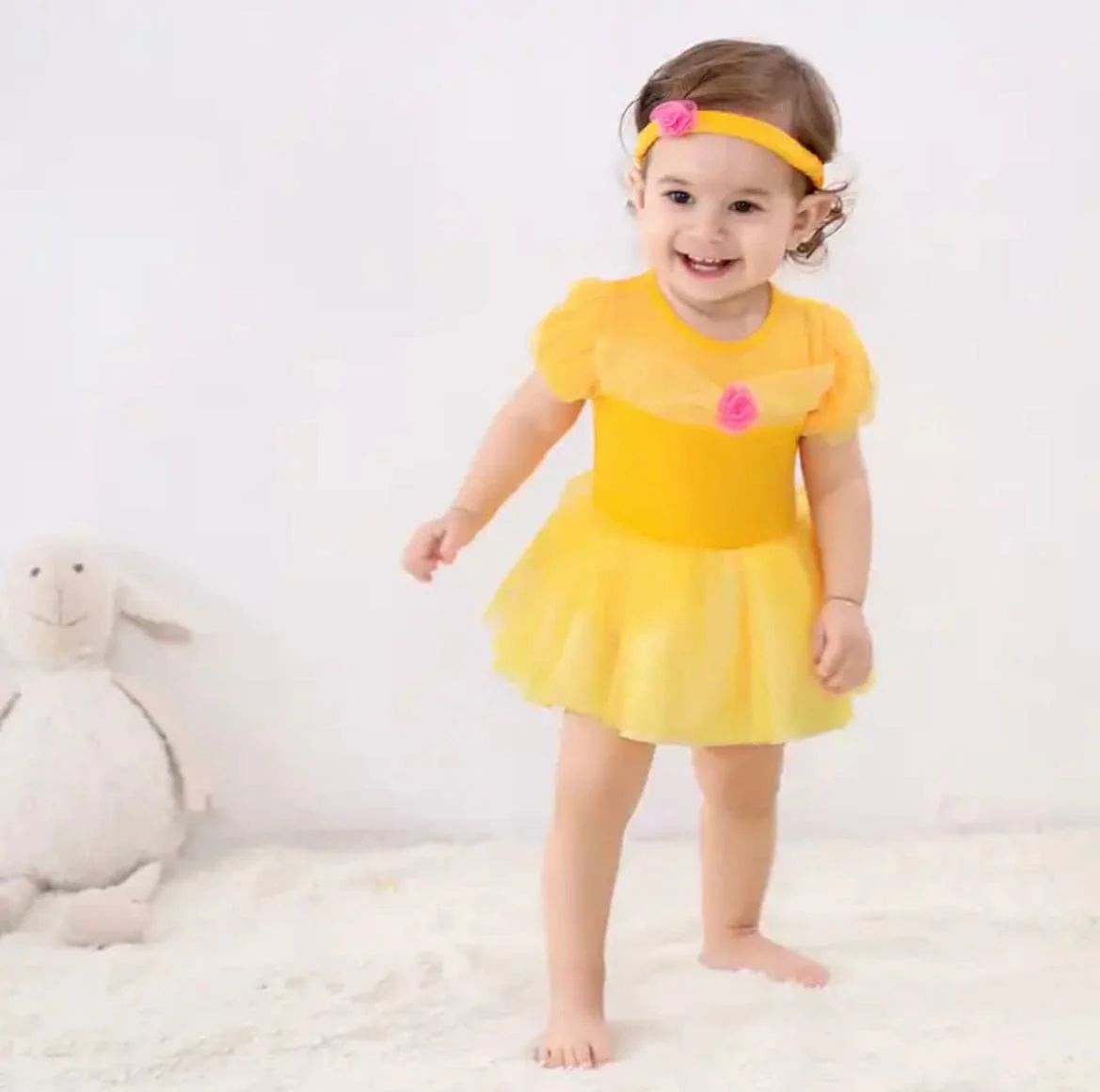 Belle - Baby Girl Costume - Beauty & The Beast , Yellow Tutu Costume Set