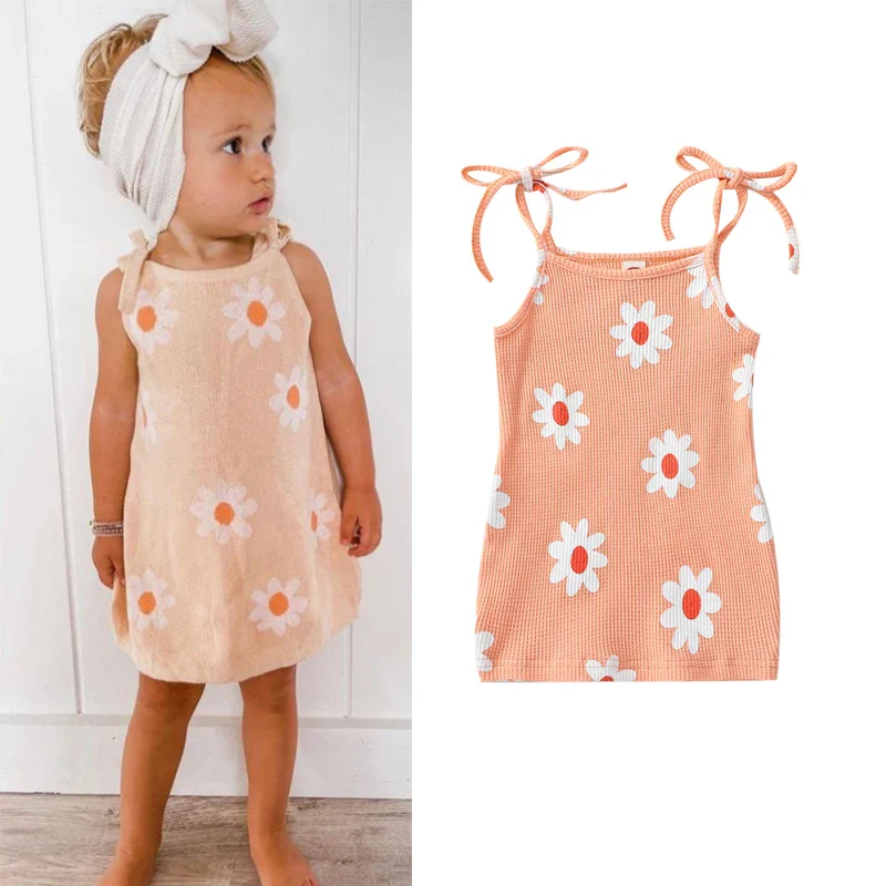 Girls Daisy Flower Waffle Dress