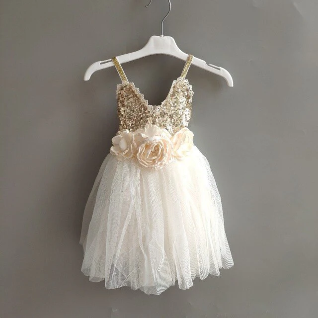 Rosa - girls party dress, Girls Sequin Top - Rose Gold