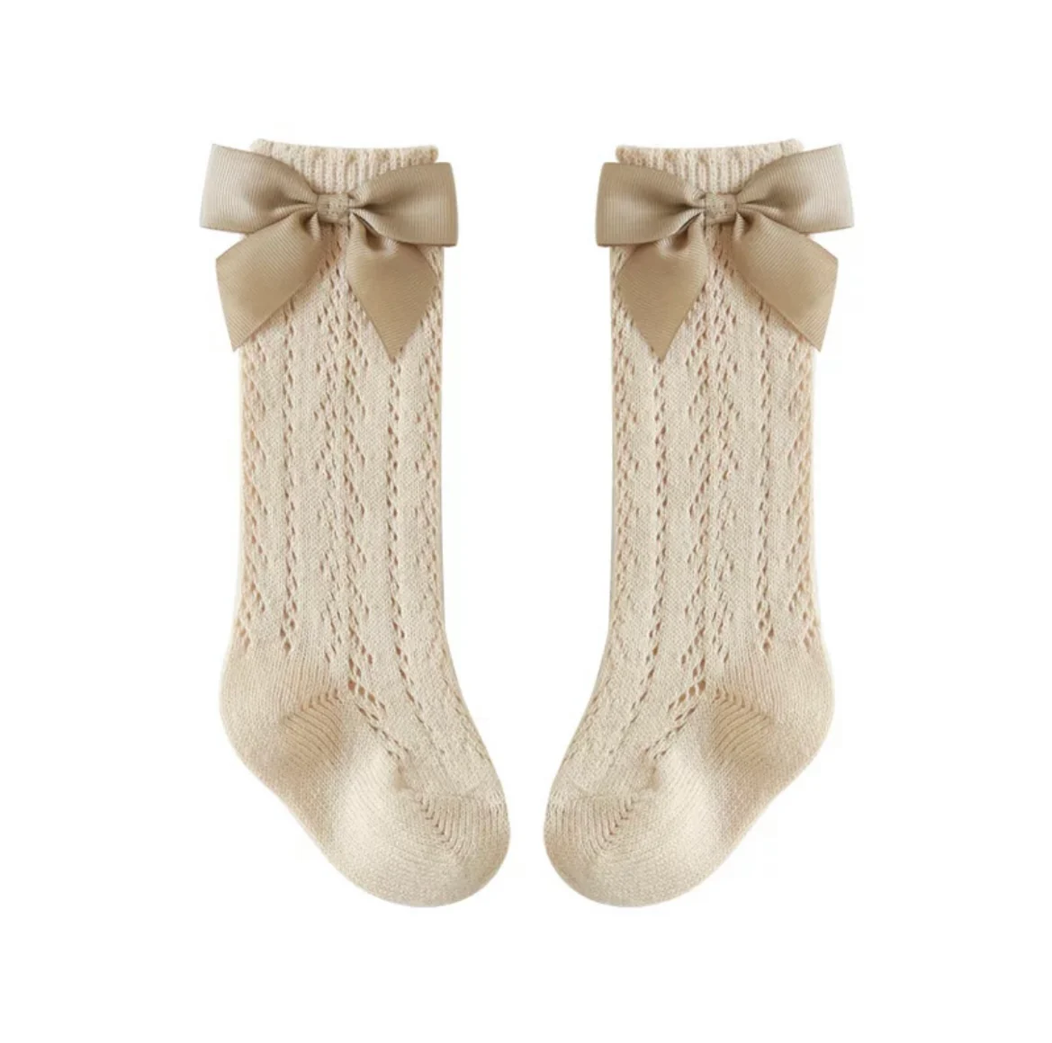 Crochet Girls Socks - Spanish Style Girls Socks - Linen Beige