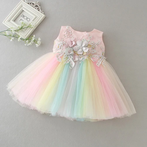 Connie - Rainbow Tutu & Embellished Lace Party Dresses for Baby Girl