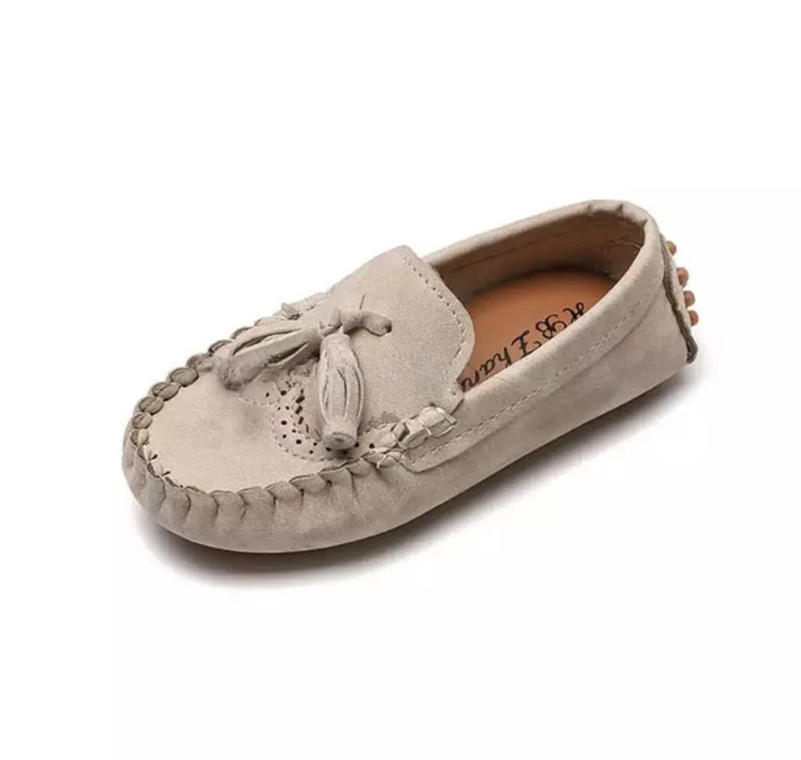 Boys Tassel Loafers - Genuine Leather , Beige